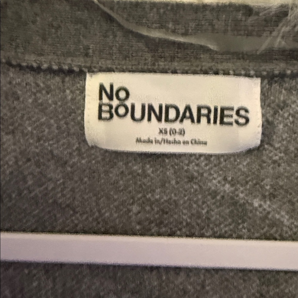 No Boundaries Charcoal Cardigan with White Patterns - Picture 2 of 4